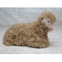 Schaf liegend mit Wolle beige 3 cm
