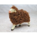 Schaf stehend mit Wolle braun 4 cm